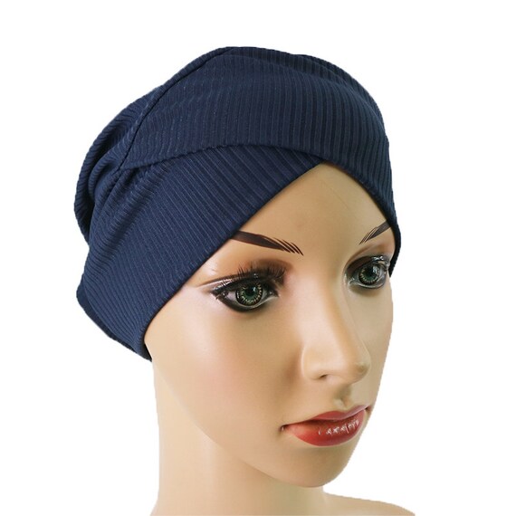 Turban Hijab Cap Ribbed Jersey Bonnet 