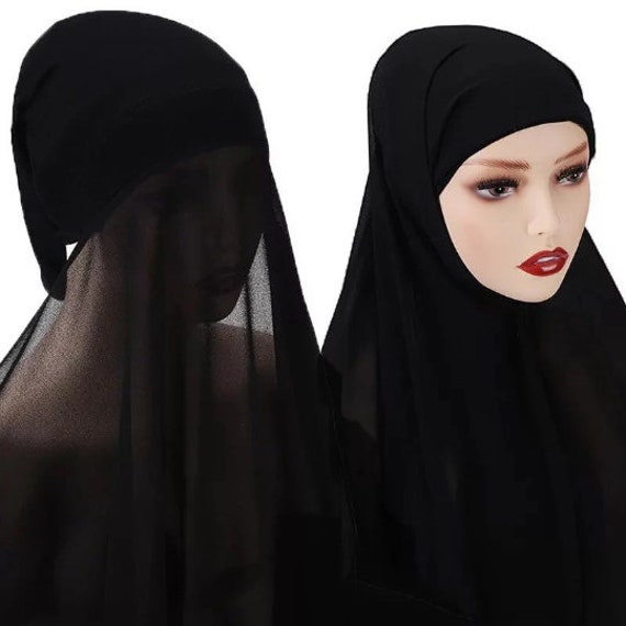 JenPen 4 Pcs Hijab Scarves for Women Hijab Undercap with Tie Adjustable  Islamic Muslim Undercap (Black and White)