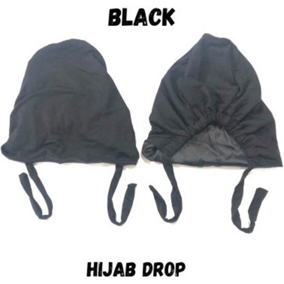 Plain Satin Hijab Cap Black Under Cap 