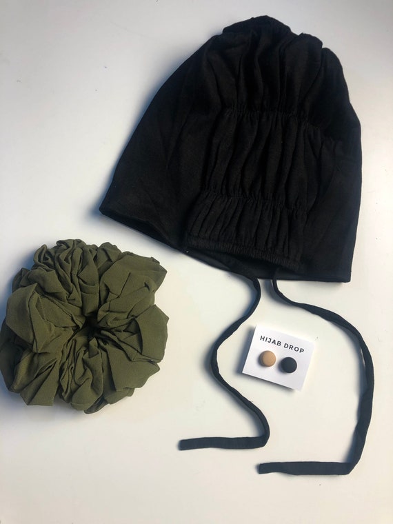 Black Satin Hijab Undercap Chiffon 
