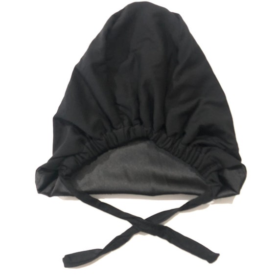 Plain Satin Hijab Cap Black Under Cap 