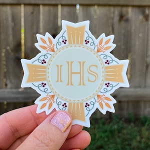 Bread of Life vinyl sticker / high-quality, 3-inch decal / Eucharistic revival / cross / IHS / Catholic / Adoration / First Communion
