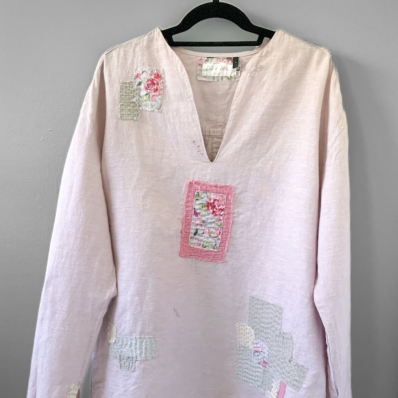Green Fish Patch Embroidery Short Tunic Set