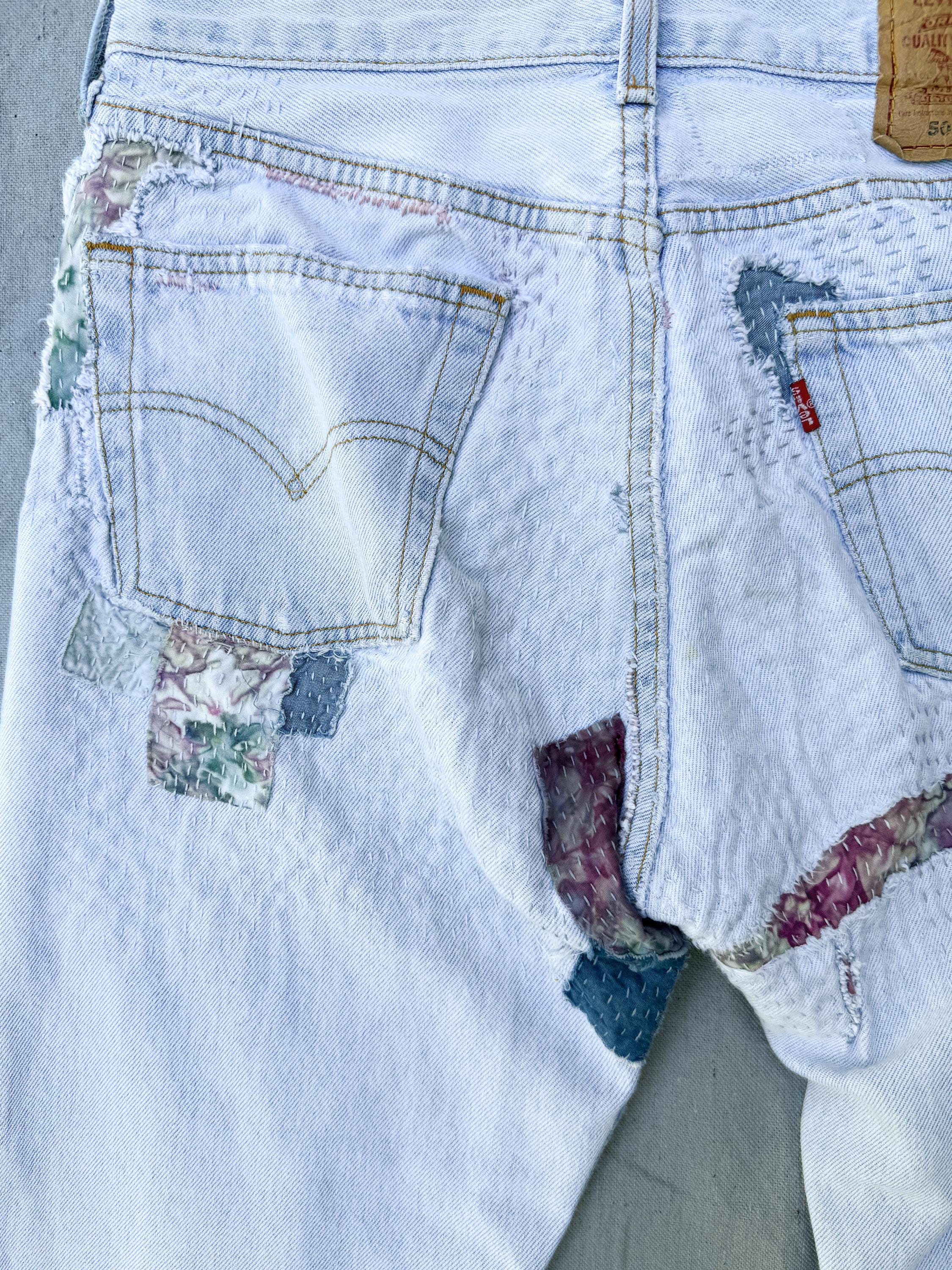 Levi’s 501 Sashiko Boro Banana Denim 14 Levi's 501 Sashiko Boro Banana Denim Sashiko and Boro Patched