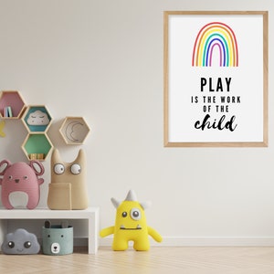 Montessori Play is the Work of the Child (rainbow design, playroom)