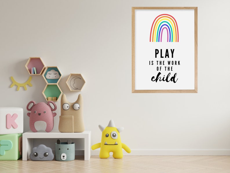 Montessori Play is the Work of the Child (rainbow Design, Playroom) - Etsy
