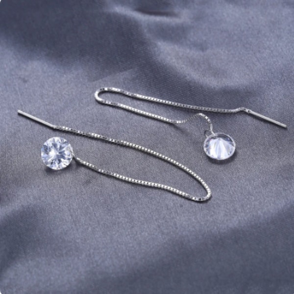 Sterling Silver Long Drop Dangle Earrings || Gold Earrings || Crystal Earring || Sparkly Earrings || Diamond Earrings || Bridal Earrings.