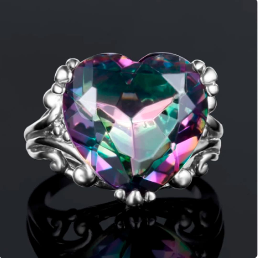 Vintage Heart-shaped Mystic Topaz Ring Bridal Ring Unique Ring Vintage ...