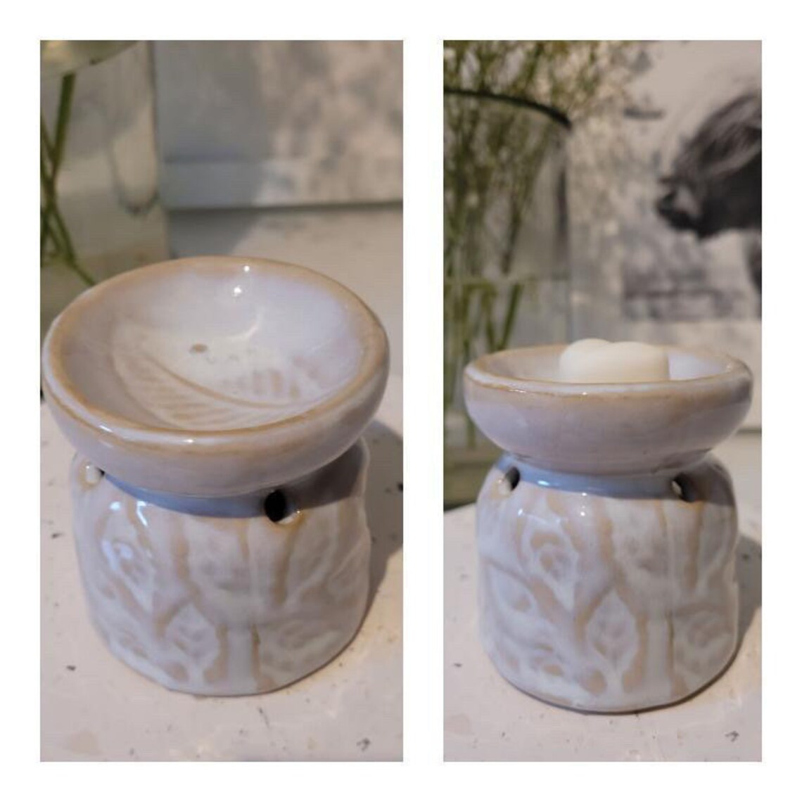 Mini Wax Burner With Leaf Pattern 7cm in Four Different Etsy