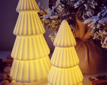 LED Ceramic White Tree 13 cm and 20.5 cm