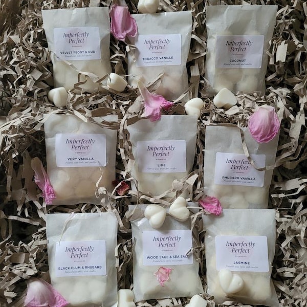 Soy Wax Melts , Highly Scented,  8 Large Heart Shaped Soy Wax Melts ,over 50 fragrances available , Hand Poured,  Ecofriendly , Vegan