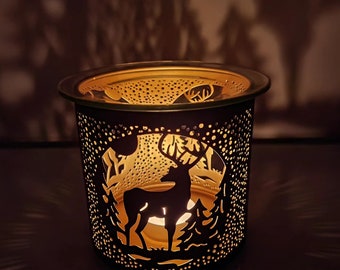 Metal Oil and Wax Burner / Candle Holder Stag