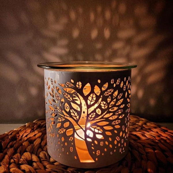 Metal Oil and Wax Burner / Candle Holder Tree of Life