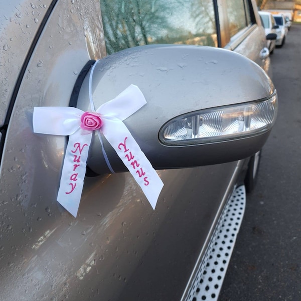 Autoschleife Antennenschleife Hochzeit Hochzeitsschleife Schleife Weiß Konvoi