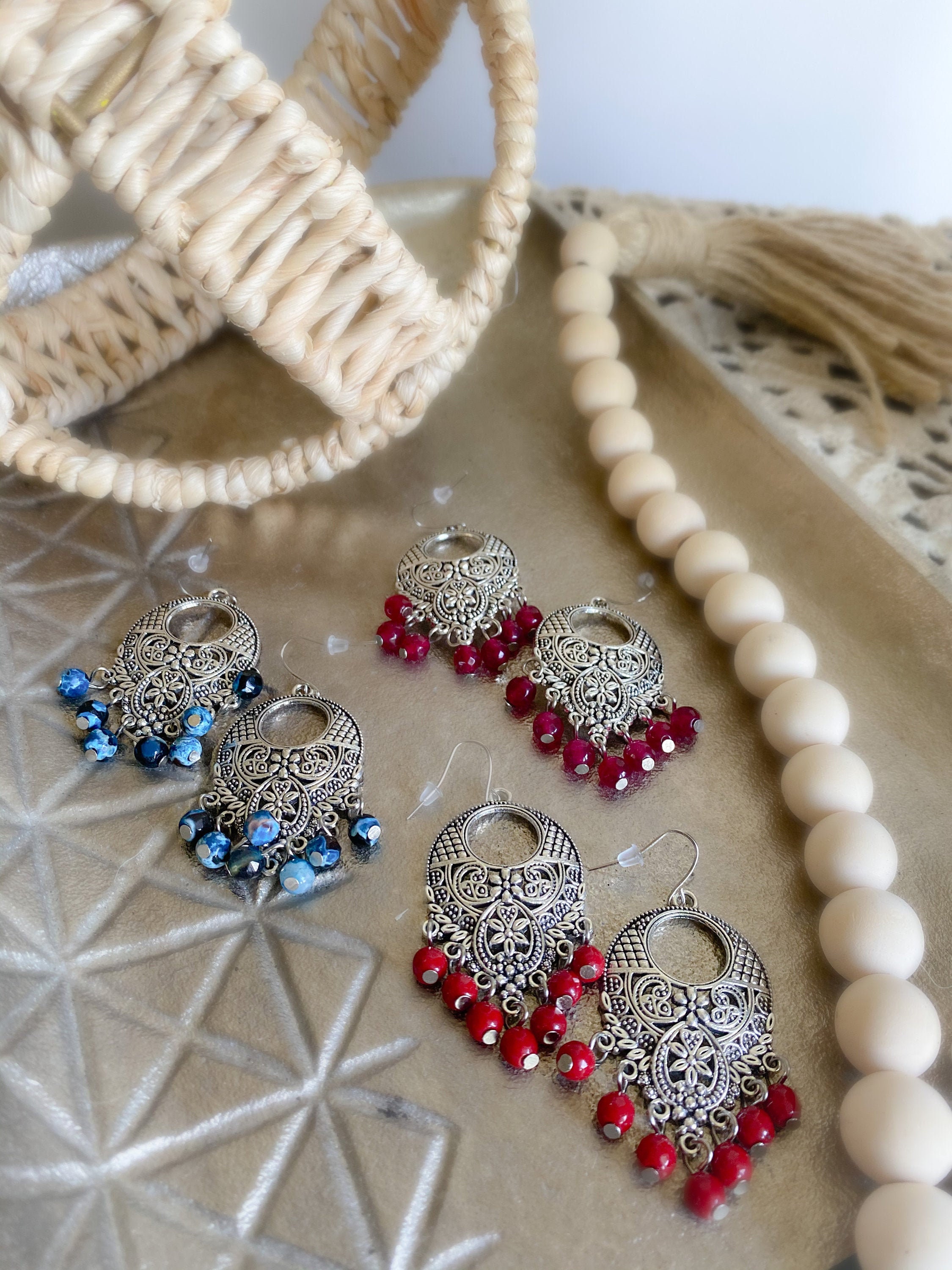 Egyptian Bead Drop Earrings Etsy