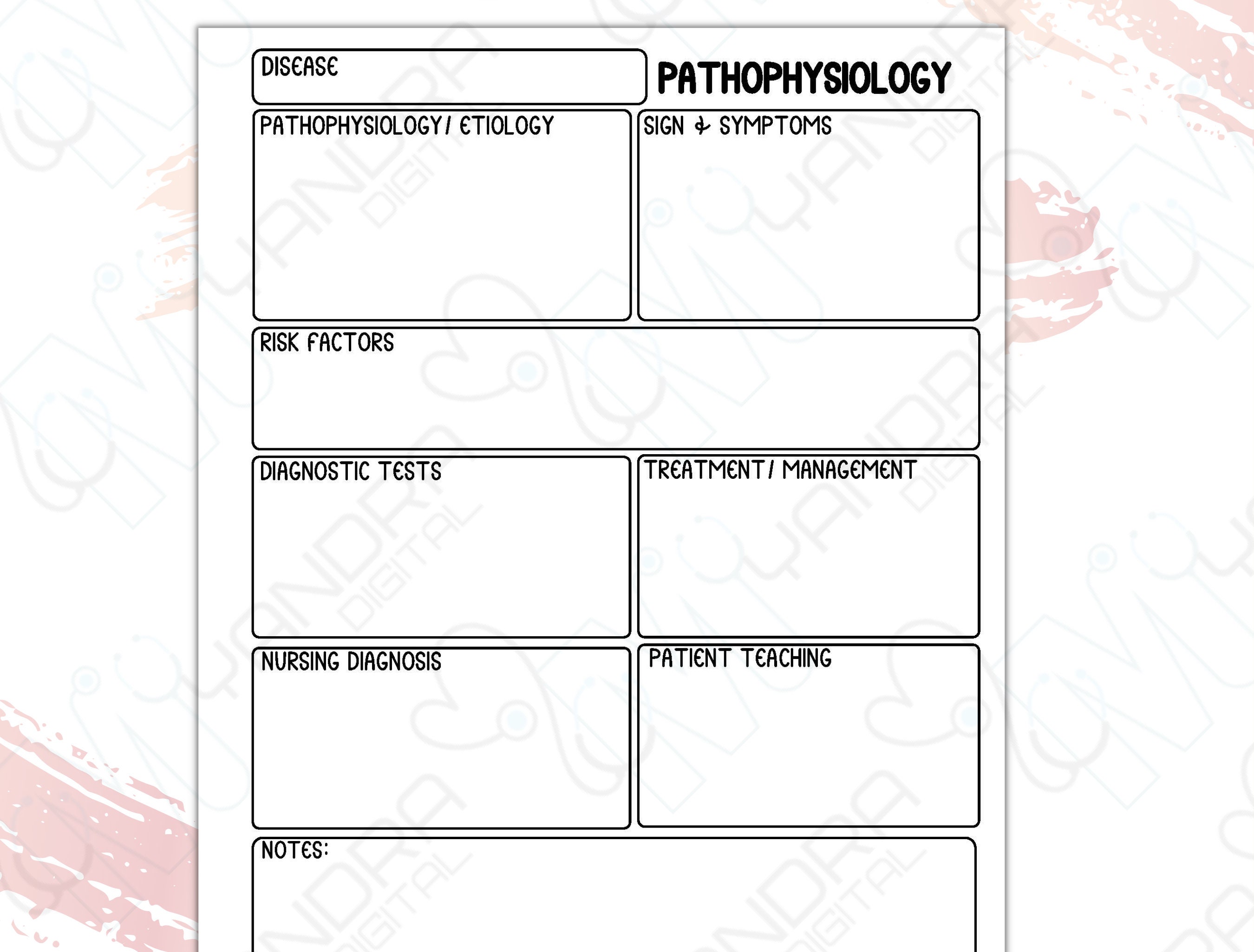 Pathophysiology Study Template Disease Template Disease Etsy Pathophysiology Study Template Disease Template Disease Etsy
