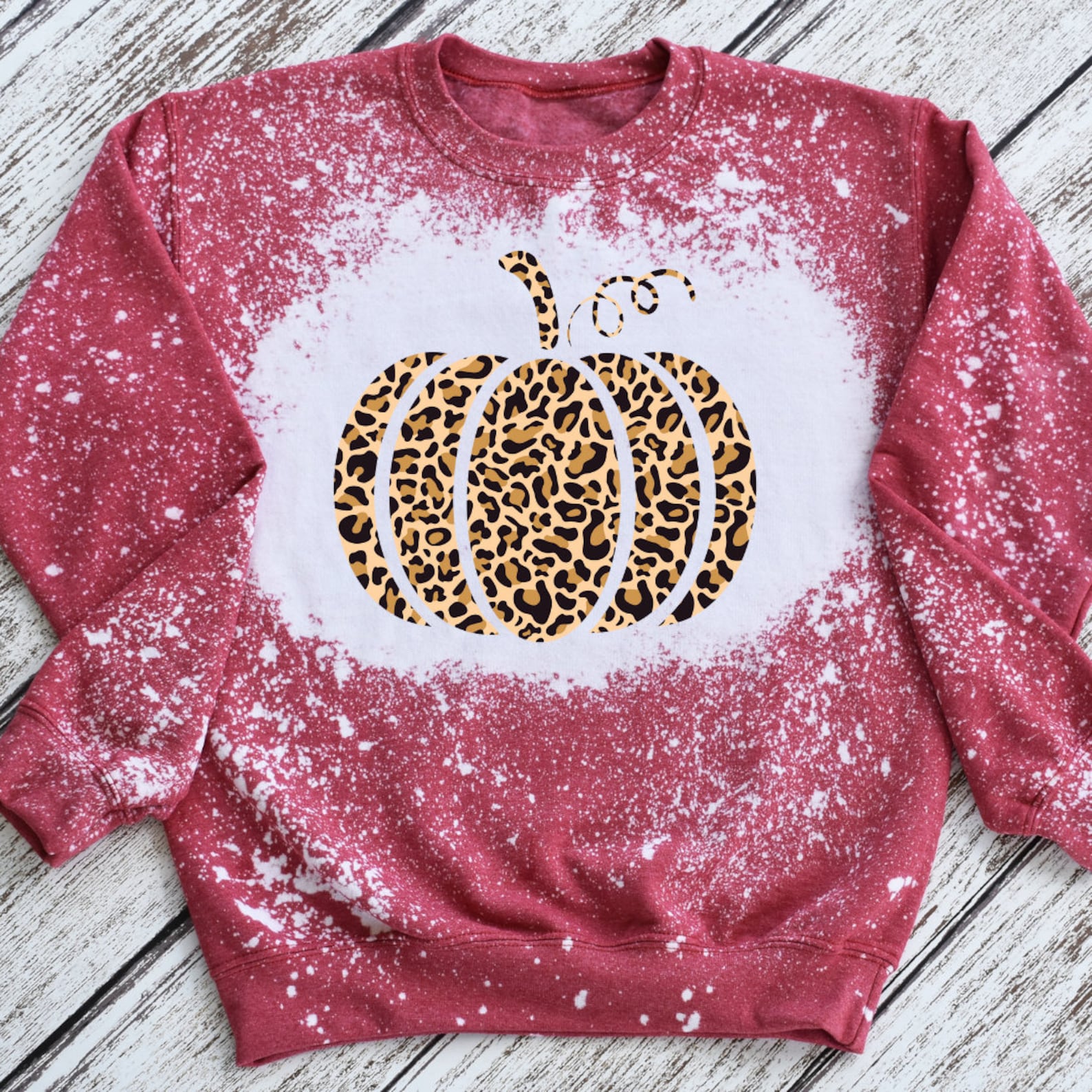 Leopard Pumpkin Bleached Sweatshirt Bleached Sweatshirts Etsy