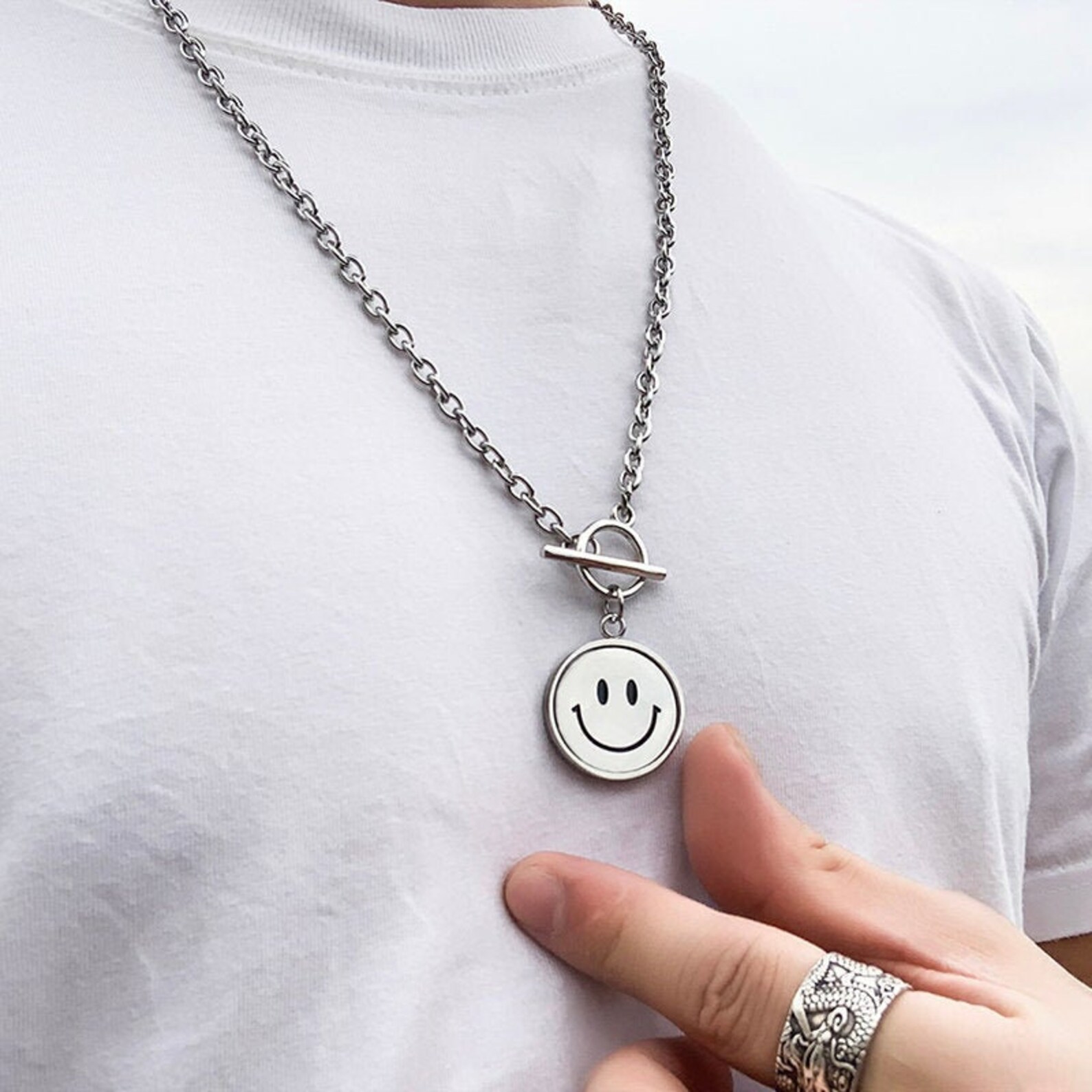 Smiley Face Necklacetrendy necklace 2021rotating smiley face Etsy