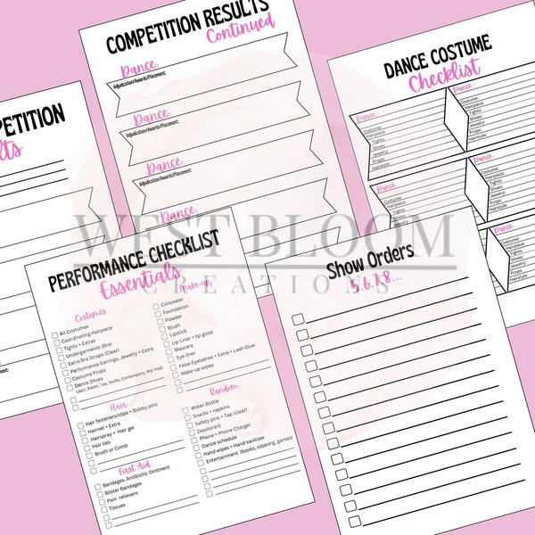 Dance Prep Bundle : Dance Checklist, Instant Download, PDF, Printable, Dance Mom, Dance List