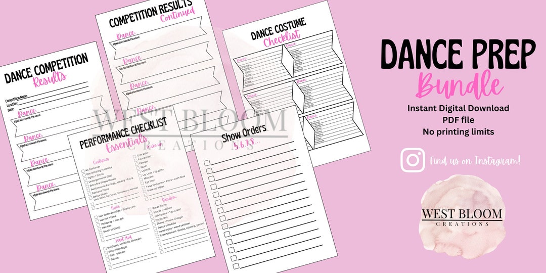 Dance Prep Bundle : Dance Checklist, Instant Download, PDF, Printable ...