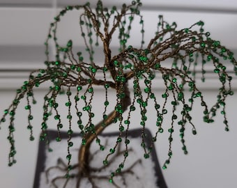 Handmade Green Beaded Bonsai Willow
