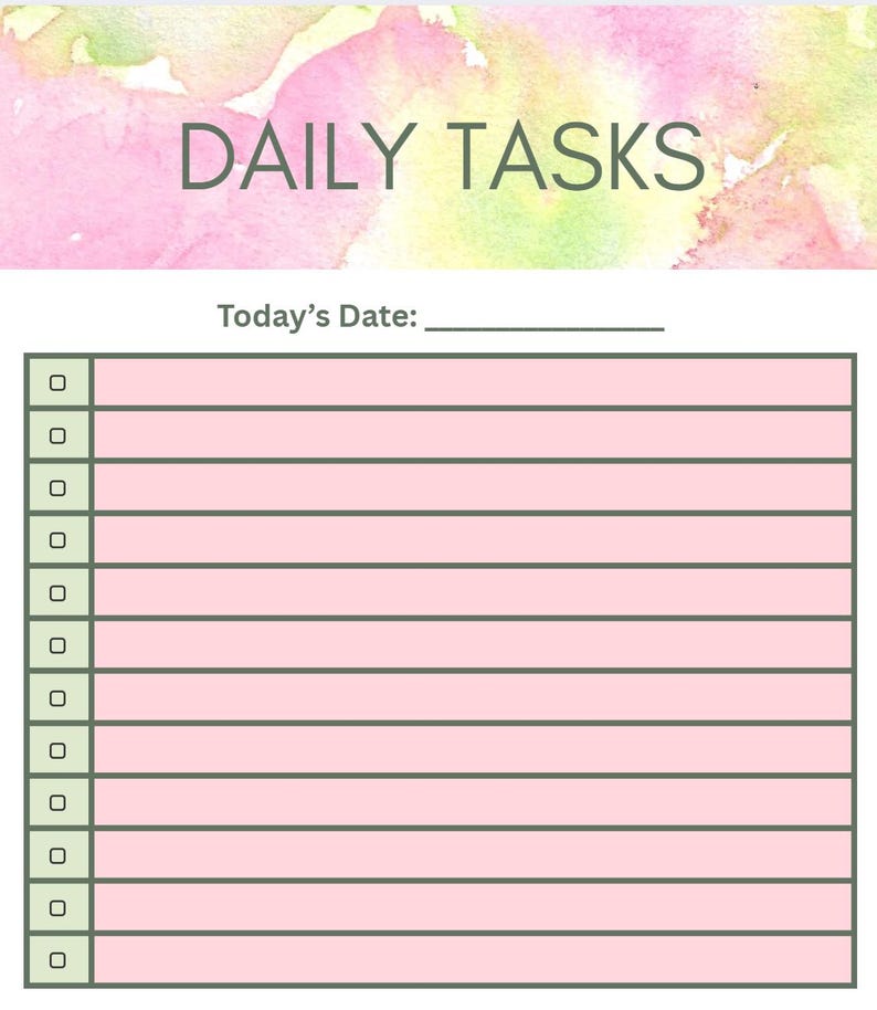 Printable Daily Task List | Instant Download PDF - Etsy