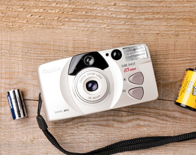 Canon Sure Shot 85 Zoom 35mm Point and Shoot Film Camera package With Battery and Film Roll Etsy