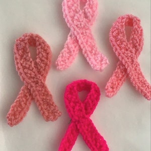 Breast cancer awareness knitted ribbon badge, charity, handmade