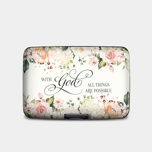Cartera blindada RFID "Todo es posible", tarjetero rígido con protección RFID, cartera de aluminio de 6 bolsillos, cartera con cita religiosa, regalo