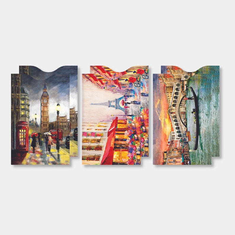 Travel Destinations RFID Protection Credit Card Sleeve Set 6 image 1