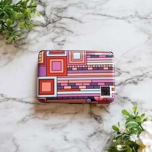 Frank Lloyd Wright Saguaro Sunset Armored Wallet, RFID Protection Hard Case Card Holder, 6 Pocket Aluminum Wallet Geometric Architect Wallet