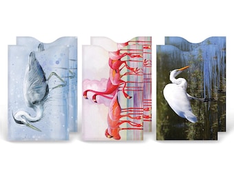 Coastal Birds RFID Protection Card Sleeves: Anti-Theft Security (6/Pk)
