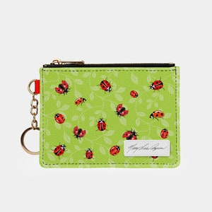 Mary Lake Thompson Ladybugs Keychain Wallet, RFID Protection Keyring Card Holder, Clutch Purse, Coin Purse, Ladybug Collage Gifts for Her