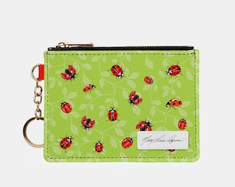 Ladybugs Keychain Wallet: RFID Protection Vegan Leather Card Holder