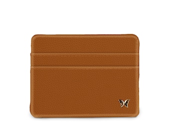 Minimalist Brown RFID Protection Slim Wallet, Vegan Leather Card Holder