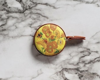 Van Gogh Sunflowers Retractable Tape Measure, 60 Inch/150 Centimeter Flexible Measuring Tape Fine Art Easy Retract Pocket/Purse Tape Measure