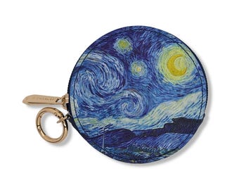 Van Gogh Starry Night Zipper Case: Vegan Leather Coin Purse