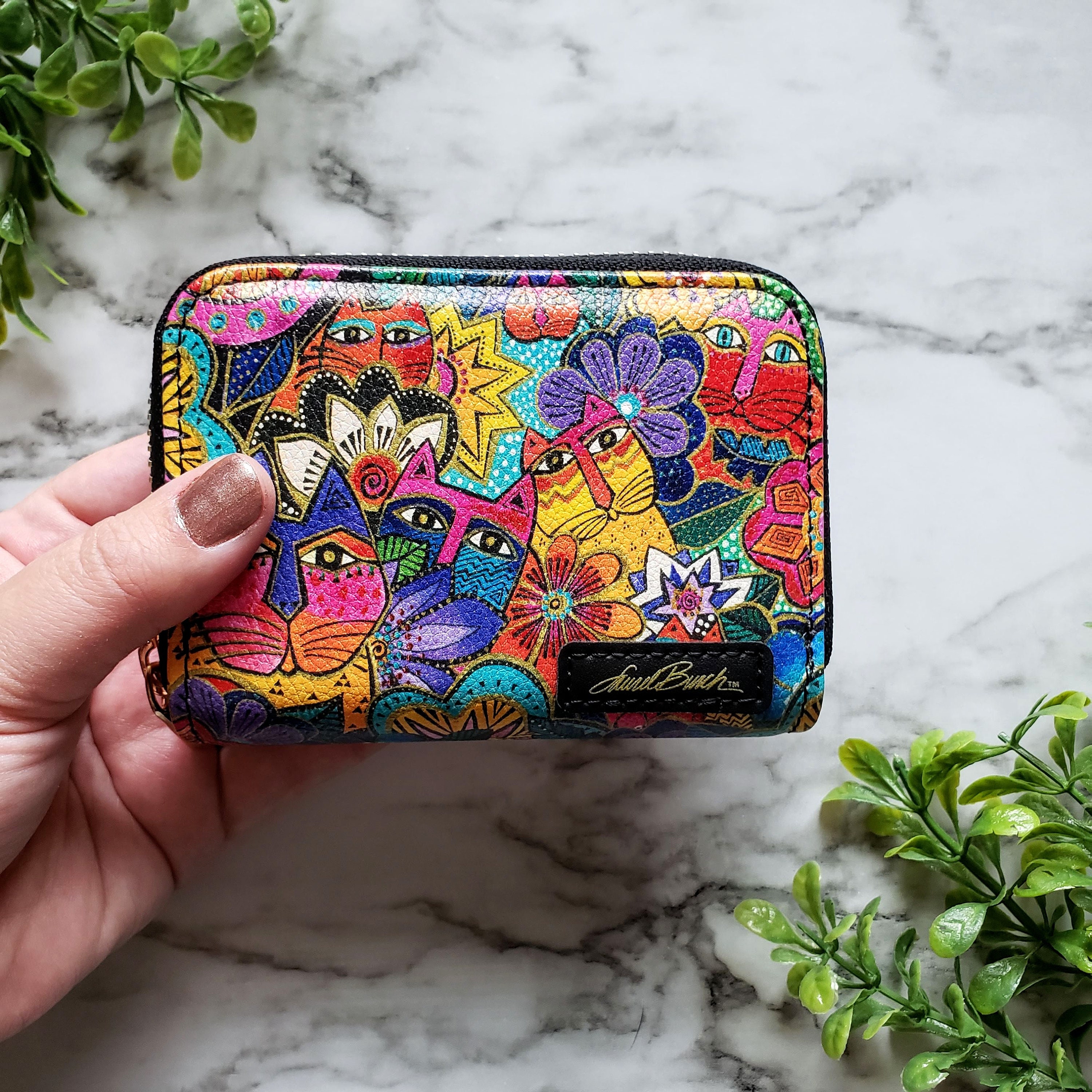 Laurel's Garden RFID Secure Armored Zipper Wallet - Laurel Burch Design, 4.5" X 3" - View #2