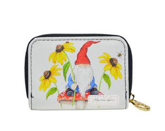 Mary Lake Thompson Gnome Wallet: Mushroom Vegan Leather RFID Zipper Wallet