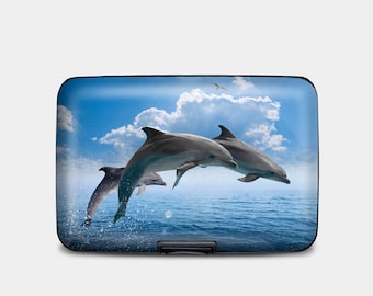 Dolphins Armored RFID Wallet: Aluminum Hard Case Card Holder