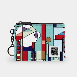 Llavero con diseño de Frank Lloyd Wright "Ciudad junto al mar", tarjetero con llavero y protección RFID, bolso de mano, monedero, regalo para arquitectos.