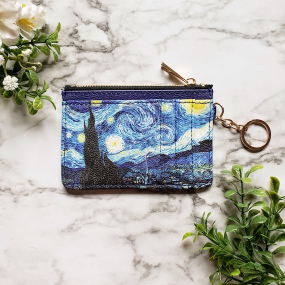 Van Gogh Starry Night Keychain Wallet, RFID Protection