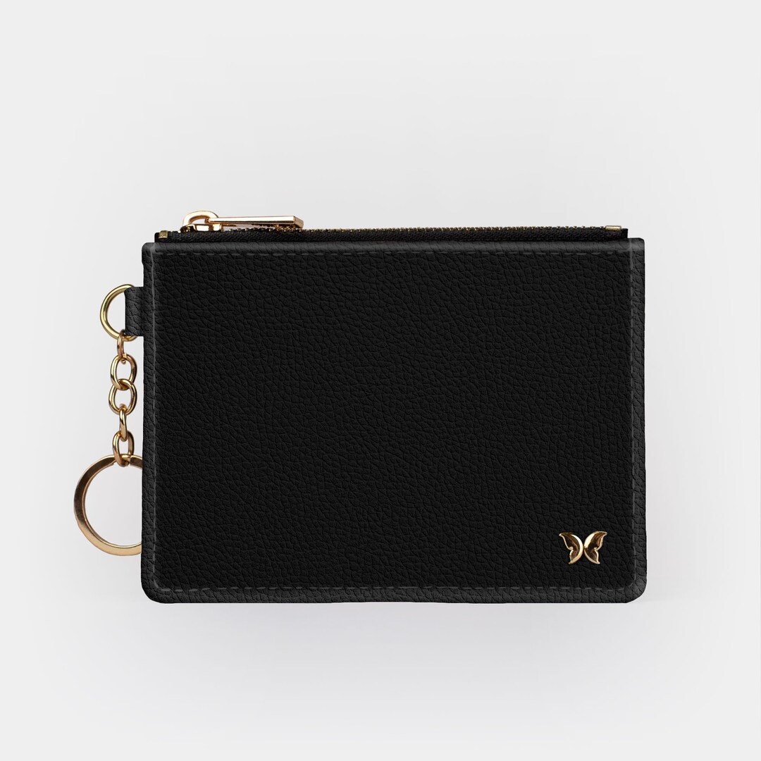 Black Keychain Wallet RFID Protection Keychain Card Holder Etsy