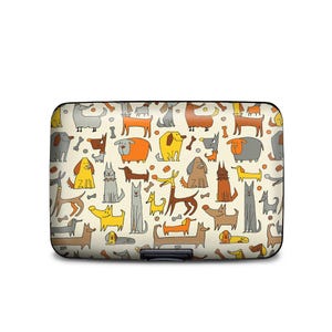 Cartera blindada con personajes caninos, tarjetero de aluminio con protección RFID, tarjetero metálico resistente con diseño de perro de dibujos animados, divisor de tela tipo acordeón con 6 ranuras