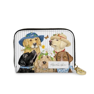 Cartera con cremallera para perros de Mary Lake Thompson, tarjetero con cremallera y protección RFID, cartera de piel vegana con 11 bolsillos, tarjetero con cremallera para cachorros, regalo para ella