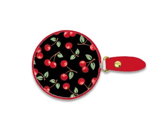 Mary Engelbreit Cherries Retractable Tape Measure, 60 Inch Vegan Leather Measuring Tape