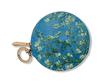 Van Gogh Almond Blossoms Round Zipper Case: Vegan Leather Travel Case