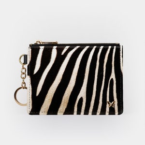 Zebra Stripe Keychain Wallet, RFID Protection Keychain Card Holder, Clutch Purse, Coin Purse, Animal Print RFID Keyring Wallet Gift for Her