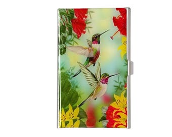 Hummingbirds Stainless Steel Card Case, RFID Blocking Metal Card Holder