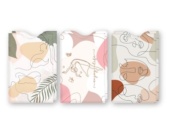 Line Art RFID Card Sleeves: Anti-Theft Wallet Inserts - 6 Pack